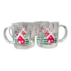 Vintage Luminarc Clear Christmas Tree Mugs set of 4